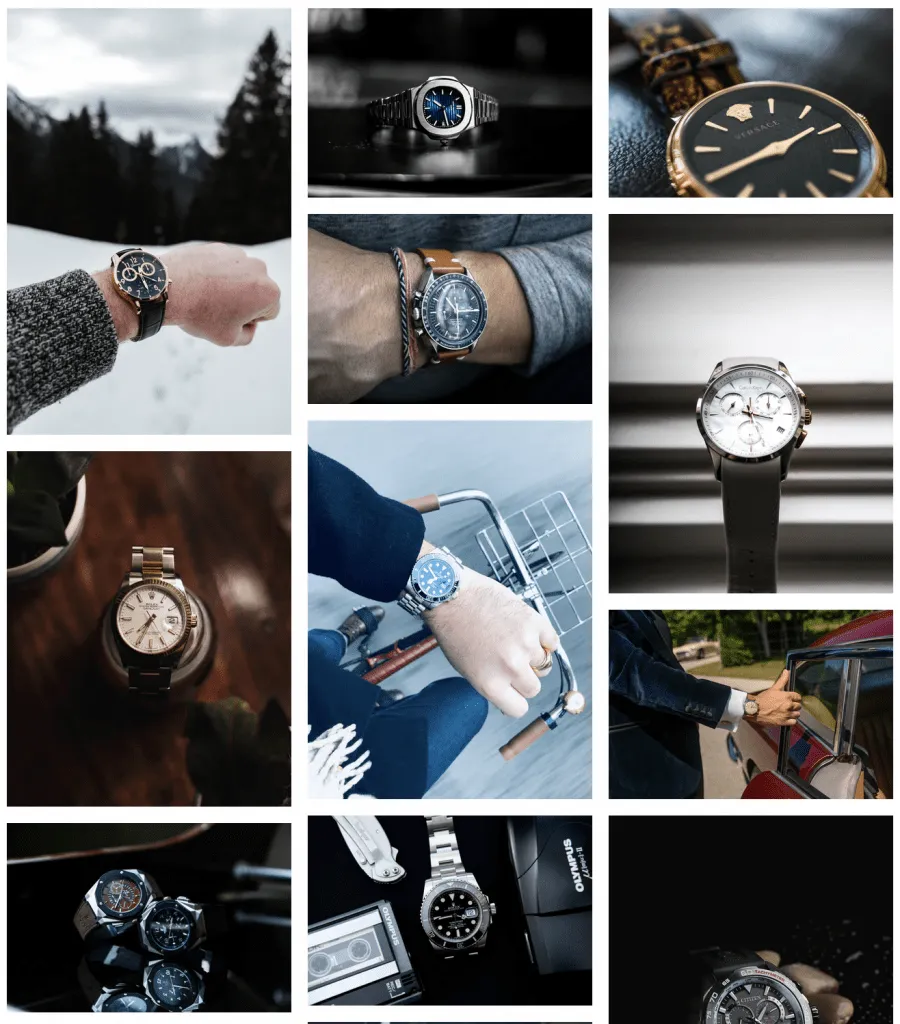 Two Instagram profile grids showing distinct, consistent visual themes
