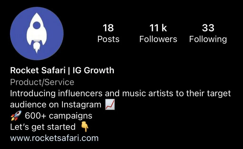 An Instagram bio that states the account's niche and the value it offers in the first line