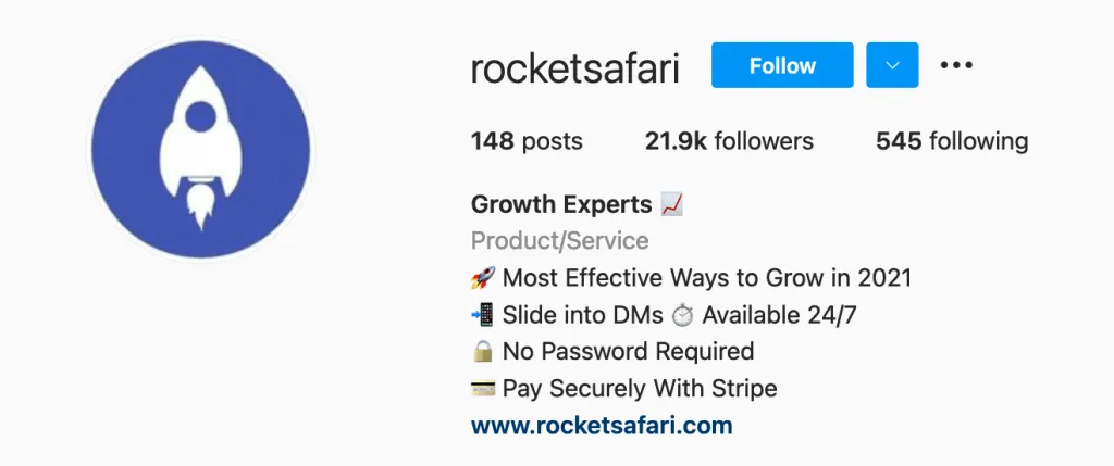 An optimised Instagram bio with emojis and clear niche keywords