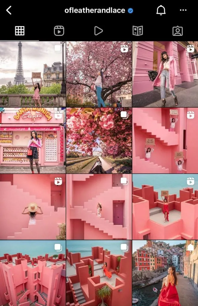 A colour-scheme Instagram grid built around a limited palette