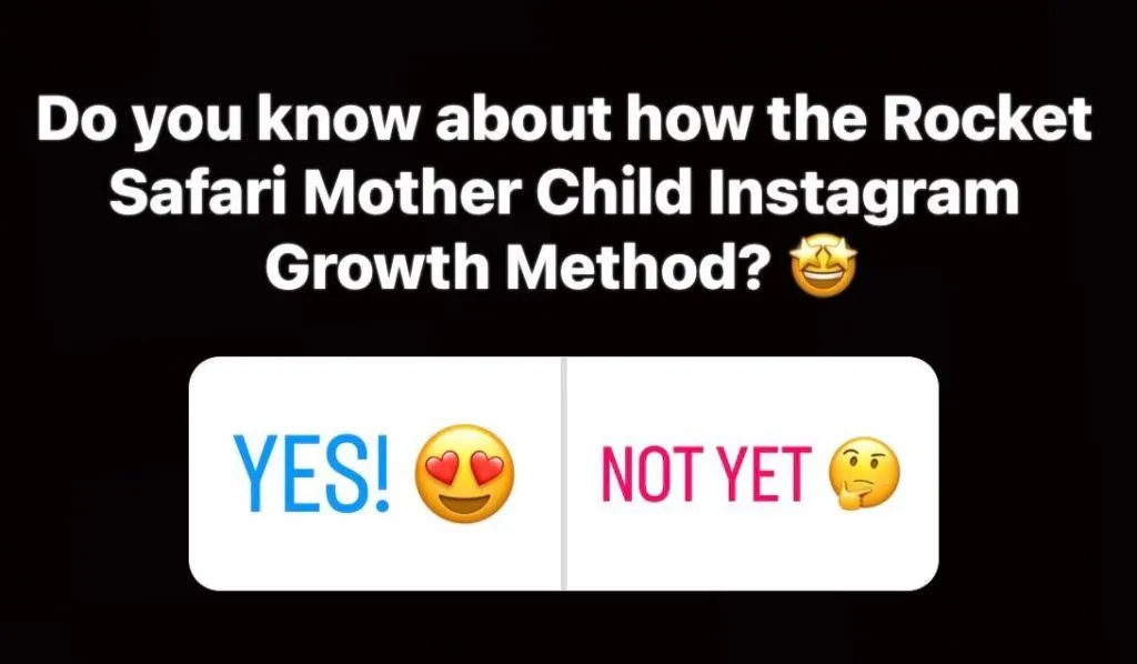 Instagram poll sticker asking viewers to pick one of two options