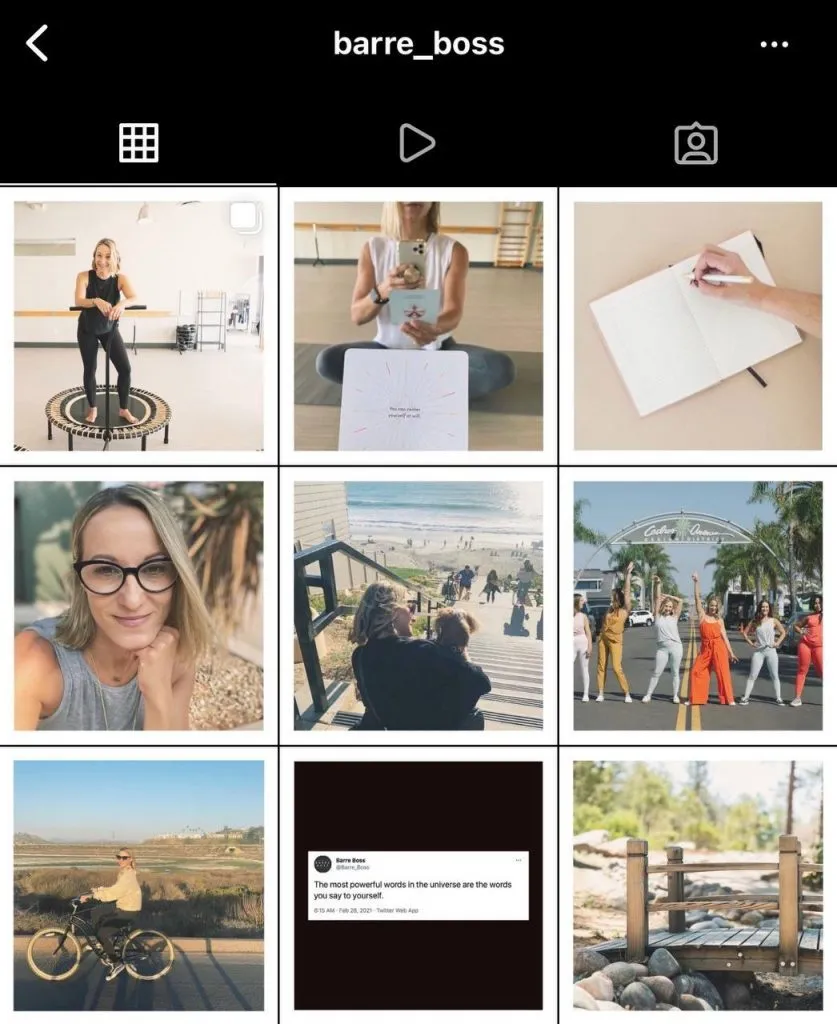 A white-border Instagram grid with consistent framing on every post